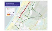 Op de afbeelding staan de verschillende omleidingsroutes