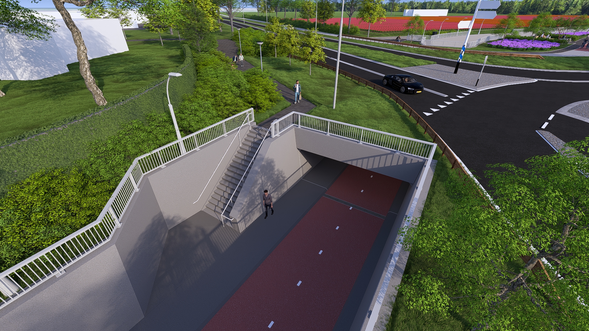 Tunnelingang en trap oostzijde N208