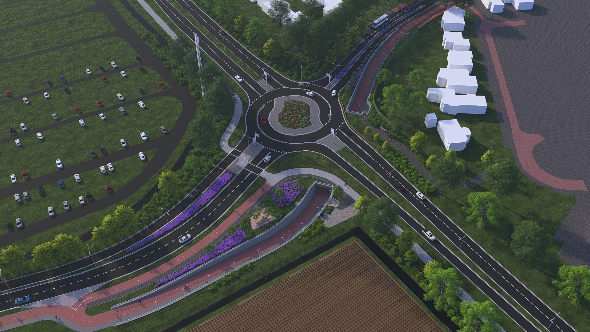 Bovenaanzicht fietstunnel N208