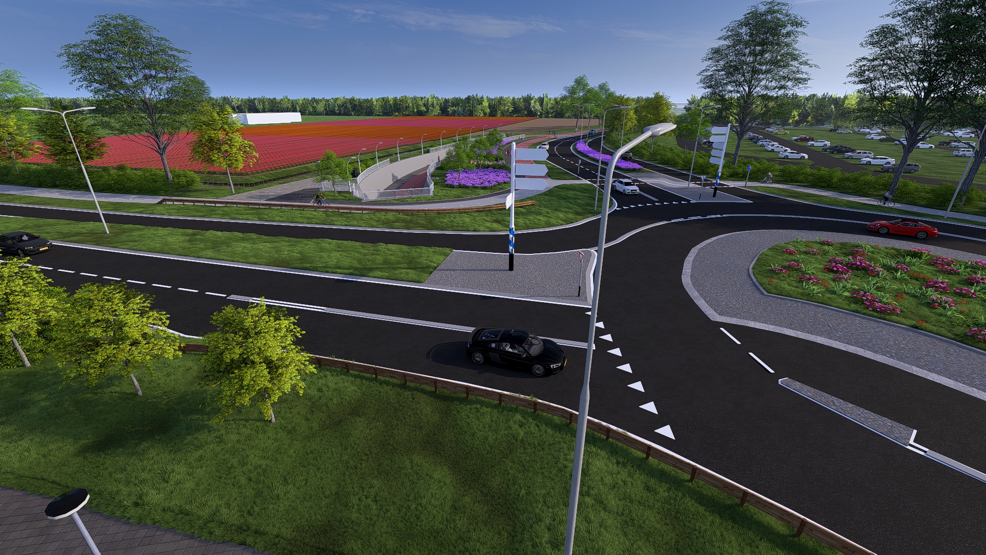 Fietstunnel bovenaanzicht rotonde N208