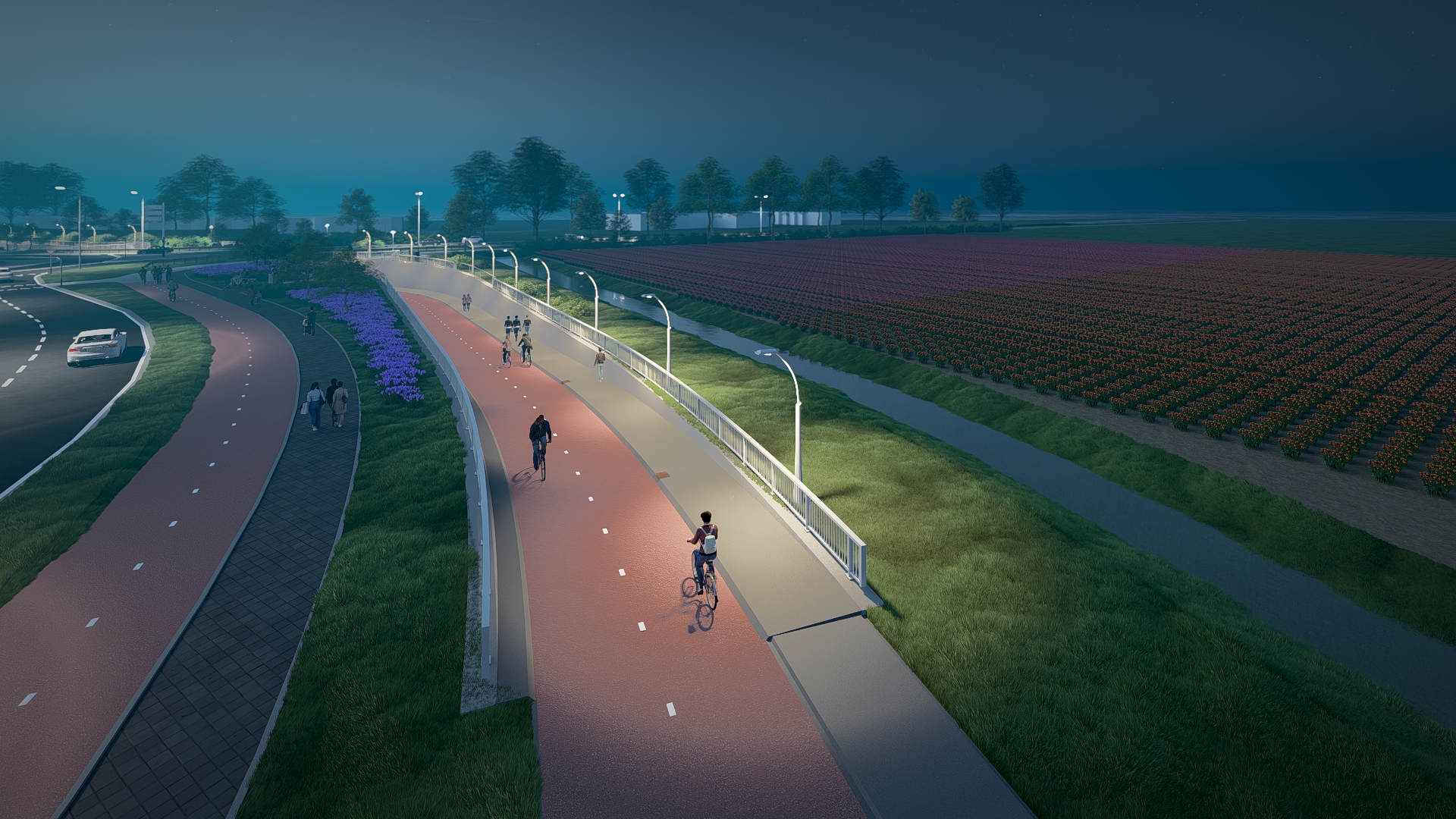 Fietstunnel westzijde avond N208