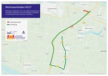 Kaart met omleiding bij N217.