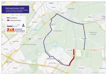 Kaart met omleidingsroute
