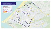 Kaart met omleidingsroutes tijdens afsluiting van de N211 tussen Slachthuiskade en rotonde De Poel van 5 t/m 14 augustus.