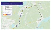 Kaart van de omgeving Ter Aar, Nieuwkoop en Alphen aan den Rijn met werkzaamheden aan de N461 van 9 november 06.00 uur tot en met 13 november 16.00 uur. De werkzaamhedenlocatie en omleidingsroutes zijn aangegeven.